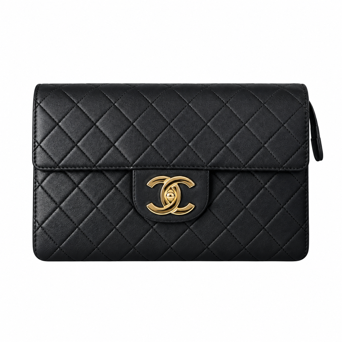 Chanel Quilted Lambskin CC Turn-Lock Backpack Black Gold 28cm