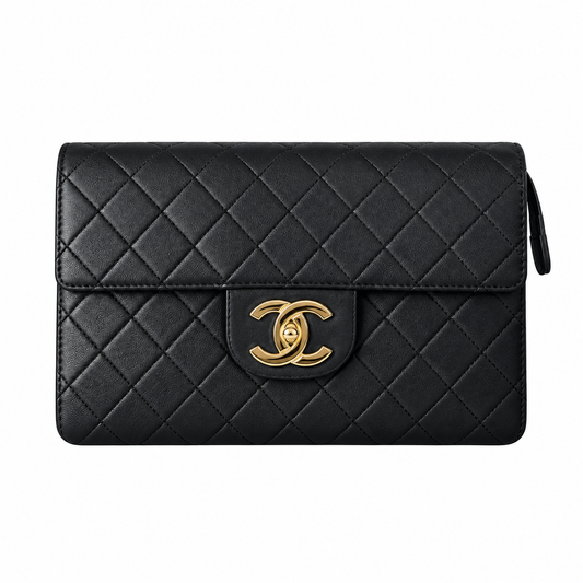 Chanel Quilted Lambskin CC Turn-Lock Backpack Black Gold 28cm