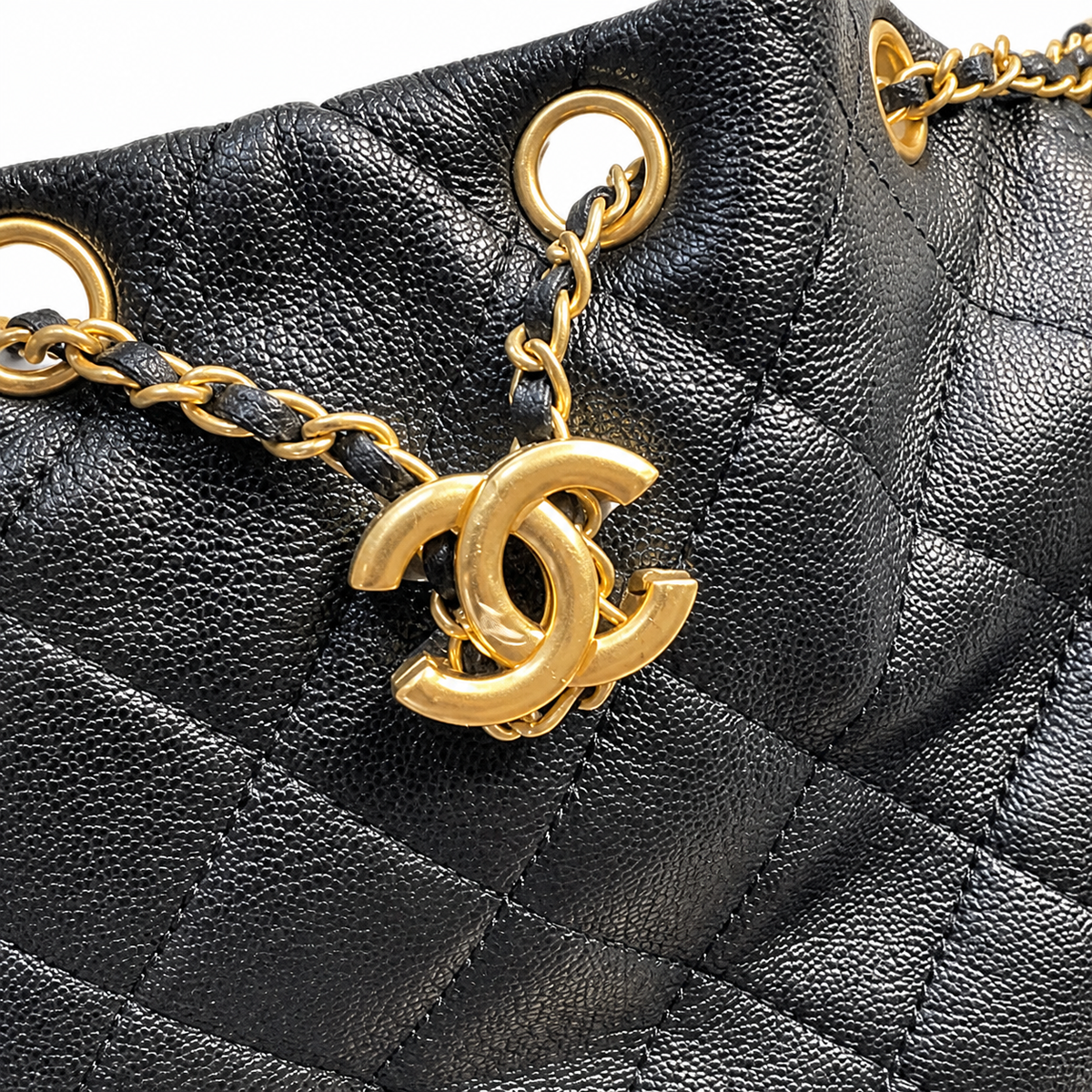 Chanel Quilted Hobo Bag Black Calfskin & White Shearling | Gold CC Chain — 30cm