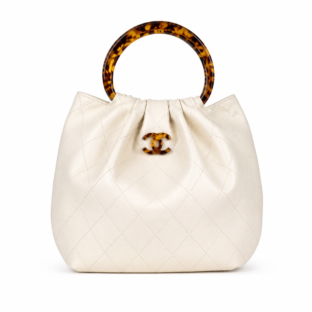 Chanel Classic Quilted Top Handle Handbag | CC Turn-Lock Chain Strap — 24cm