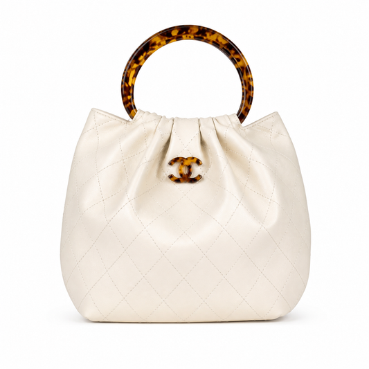 Chanel Classic Quilted Top Handle Handbag | CC Turn-Lock Chain Strap — 24cm
