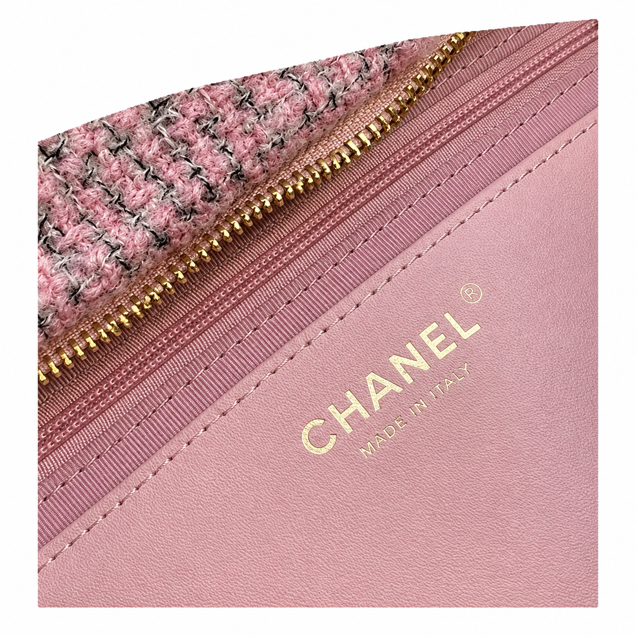 Chanel Pink Bouclé Tweed Large Shopping Tote | CC Gold Chain Pink — 29x38cm