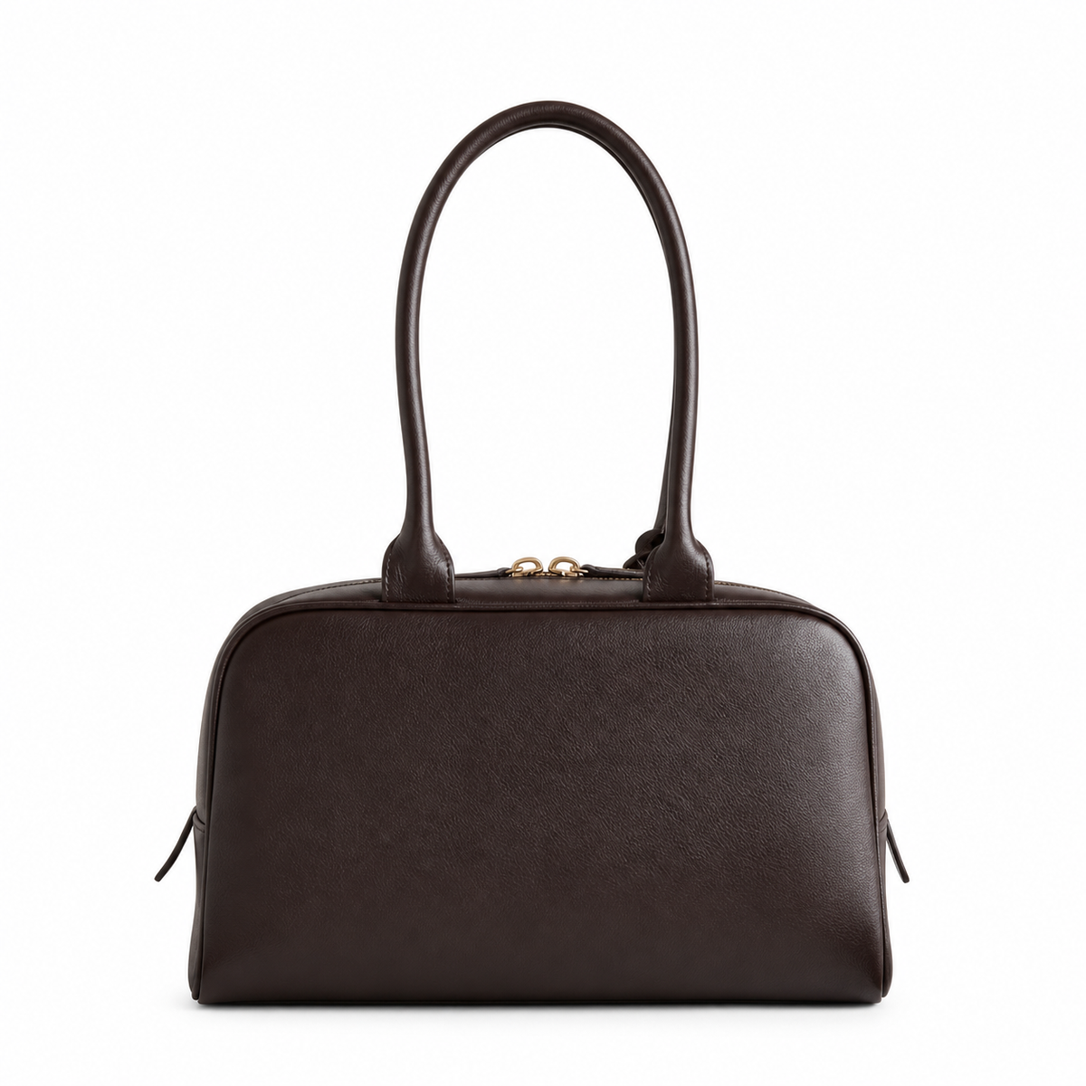 Chanel Bowling Bag Dark Chocolate Grained Leather | Dual Handles & CC Charm Ball — 29cm