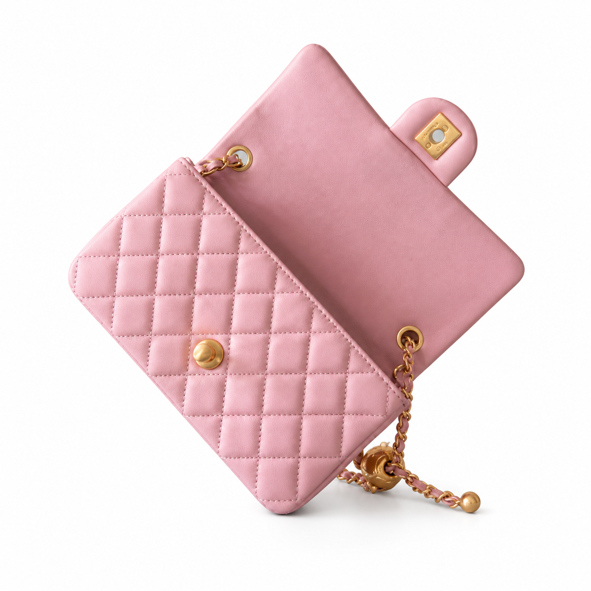 Chanel Classic Flap Bag | CC Turn-Lock Gold Chain Lambskin Satin Interior — 13x20cm