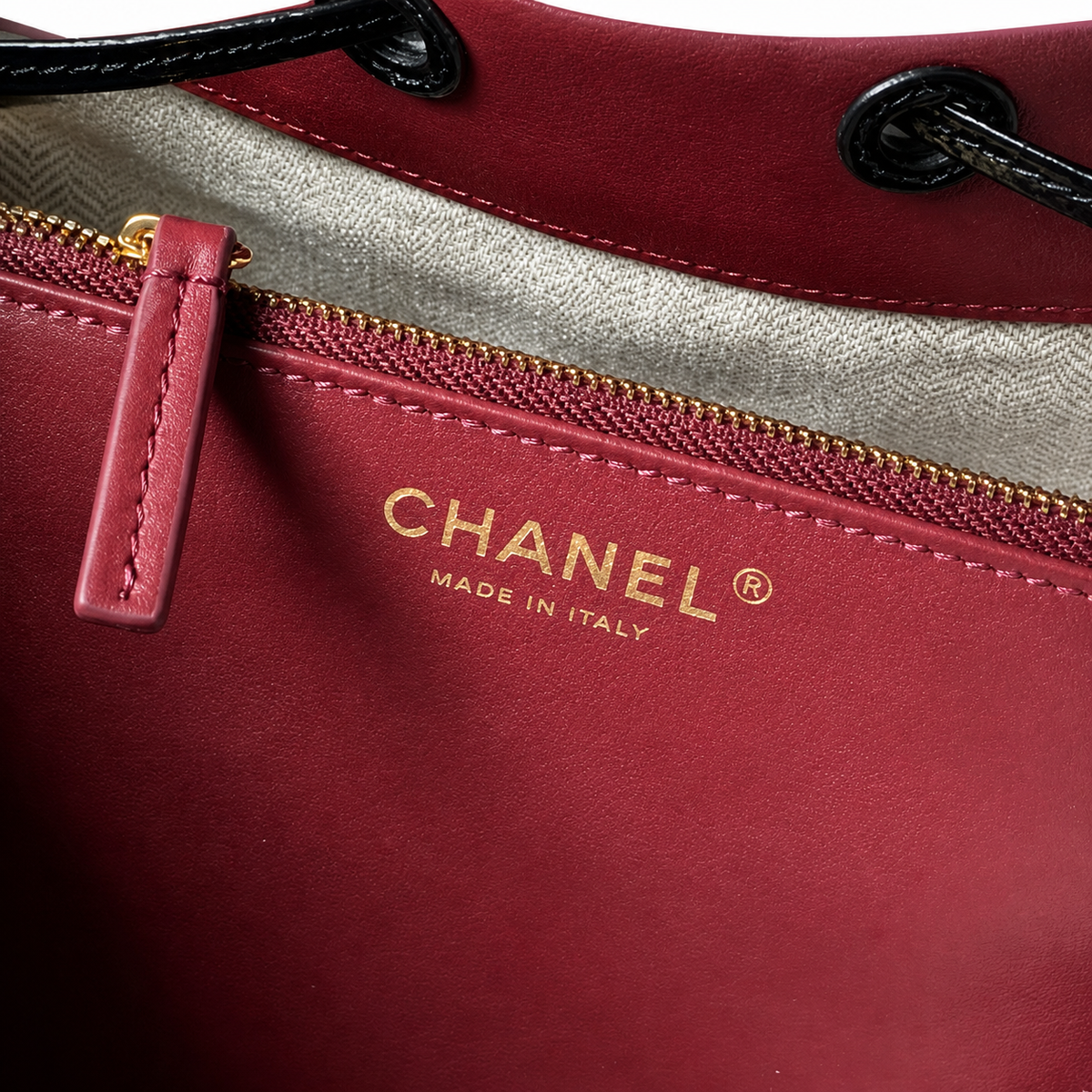 Chanel Bucket Bag Metallic Silver Quilted Lambskin | Ruthenium Hardware & Burgundy Interior — 23cm
