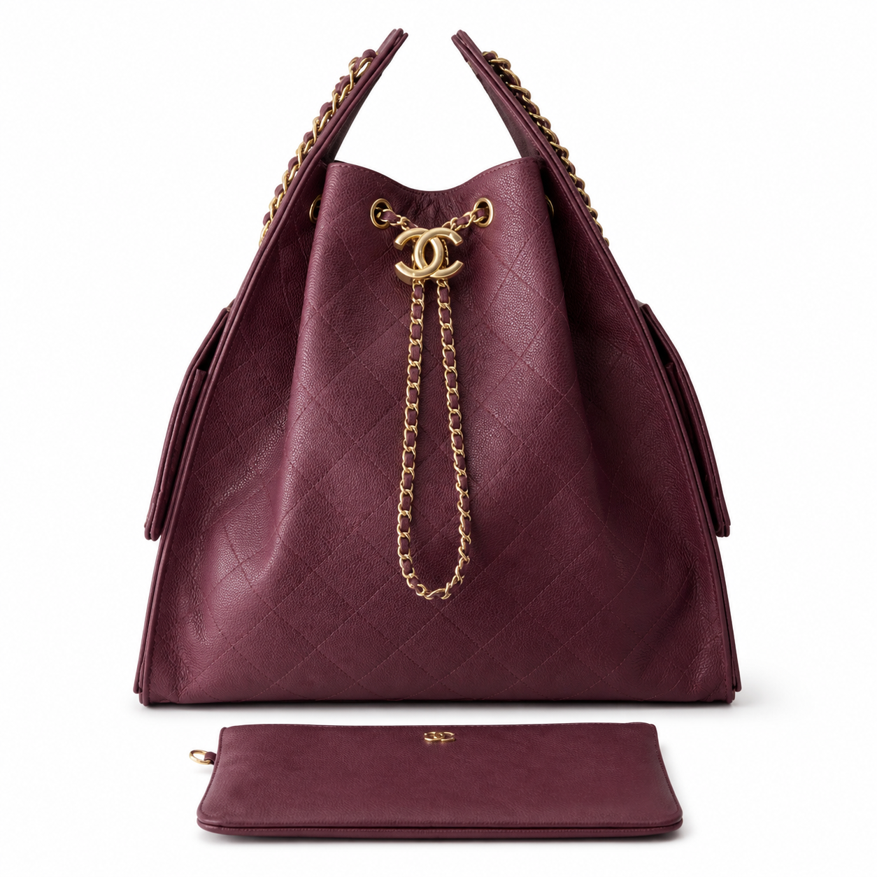 Chanel Classic Quilted Large Top Handle Tote Bag | CC Turn-Lock Chain Strap — 40cm