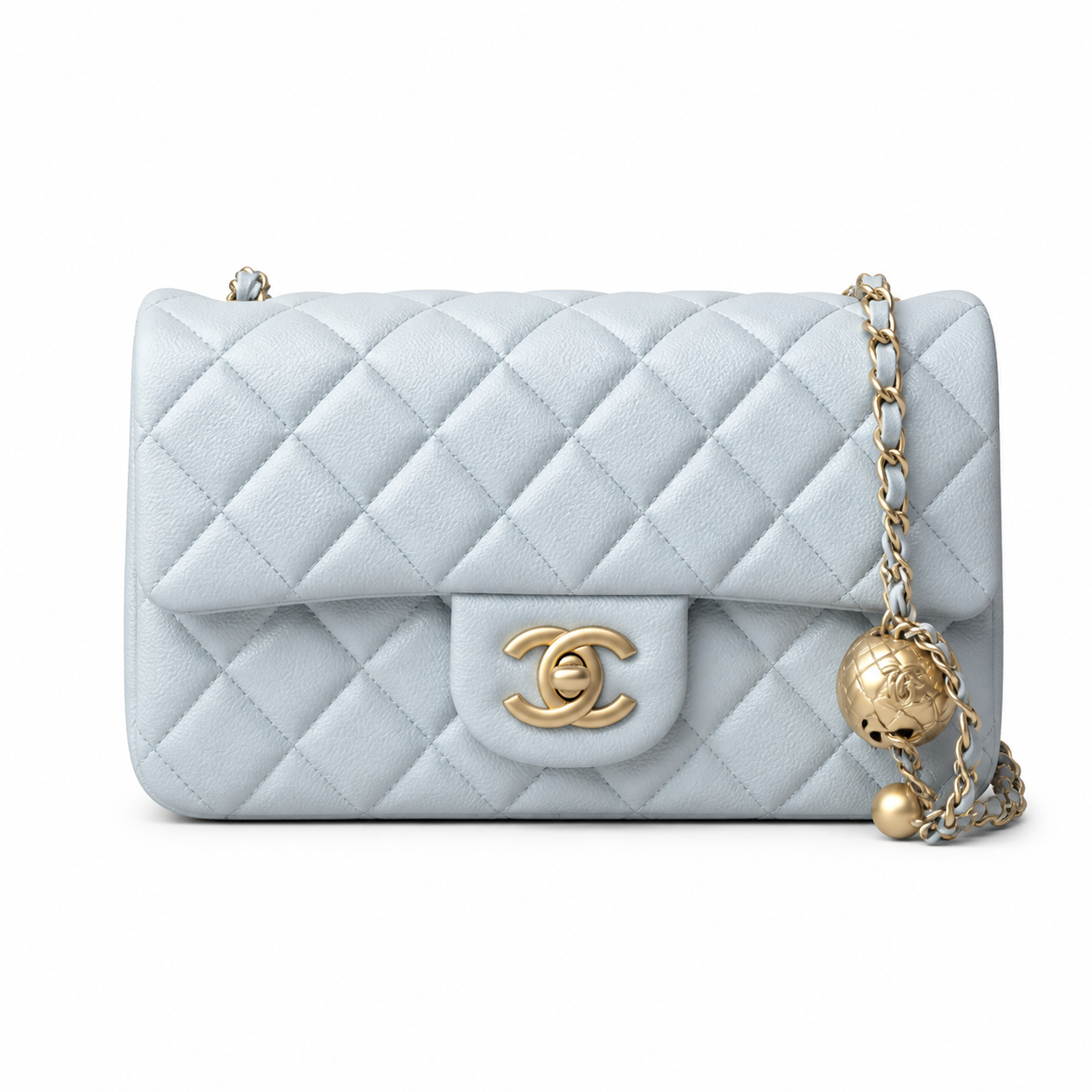 Chanel Classic Flap Bag | CC Turn-Lock Gold Chain Diamond Quilted — 13x20cm