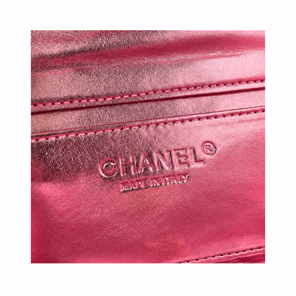 Chanel Ruched Metallic Crinkled Calfskin CC Flap Bag Rose Pink 22cm