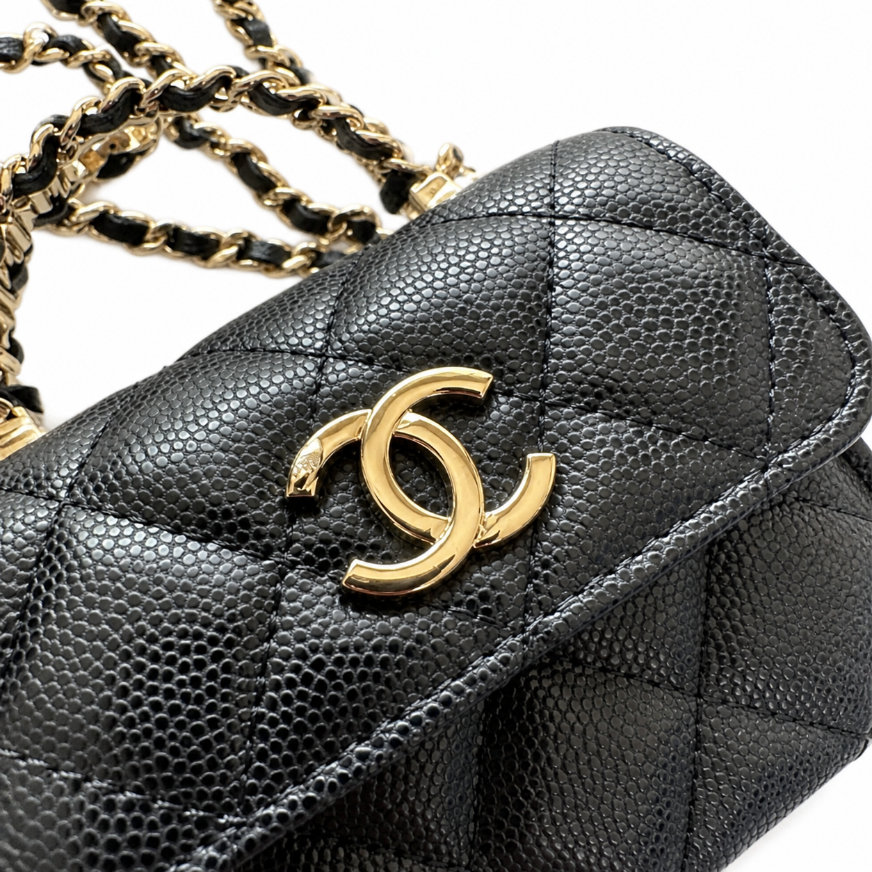 Chanel Quilted CC Mini Bag | Gold Chain Strap — 11cm