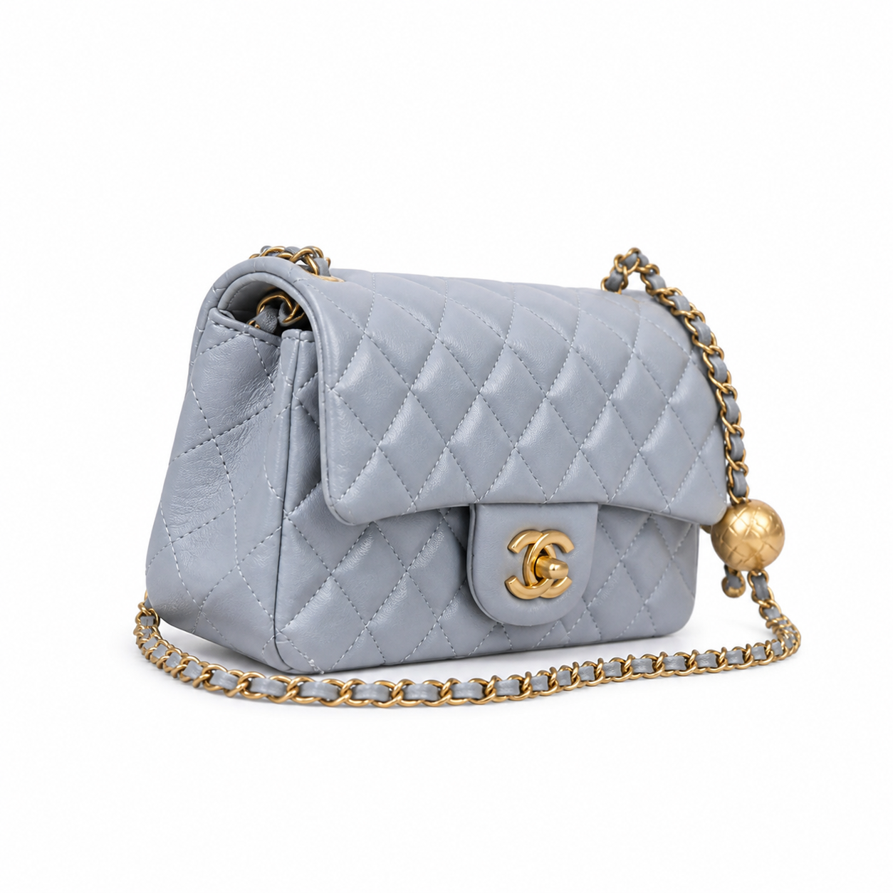 Chanel Classic Flap Bag | CC Turn-Lock Leather Chain Satin Interior — 20x13cm