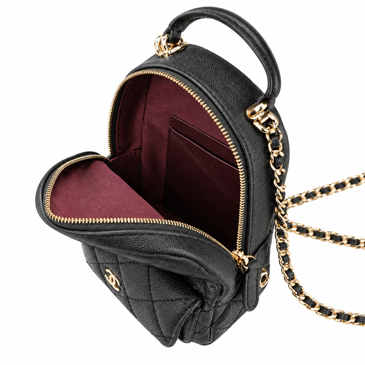 Chanel Quilted Grained Leather Mini Chain Backpack Black 18×13×9cm