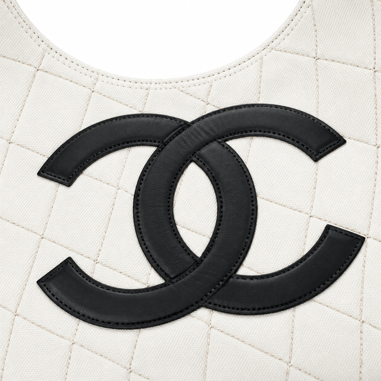 Chanel Large Gathered Hobo Tote Quilted Lambskin White Gold Chain 43cm