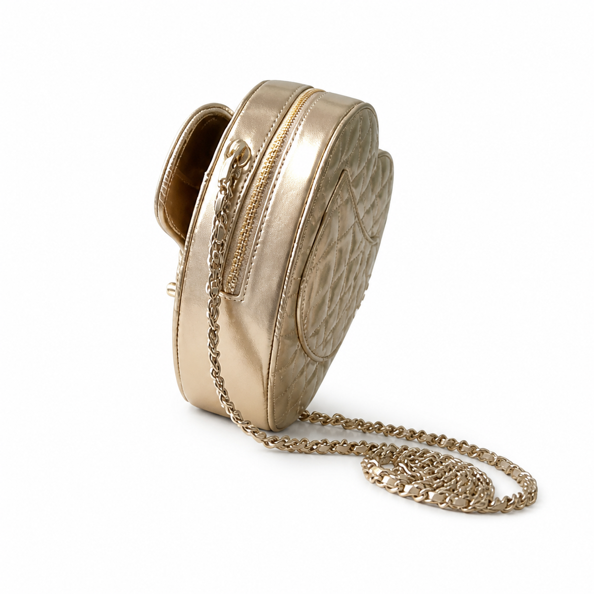 Chanel Heart Bag Gold Metallic Quilted Lambskin | Gold CC Turn-Lock — 18cm