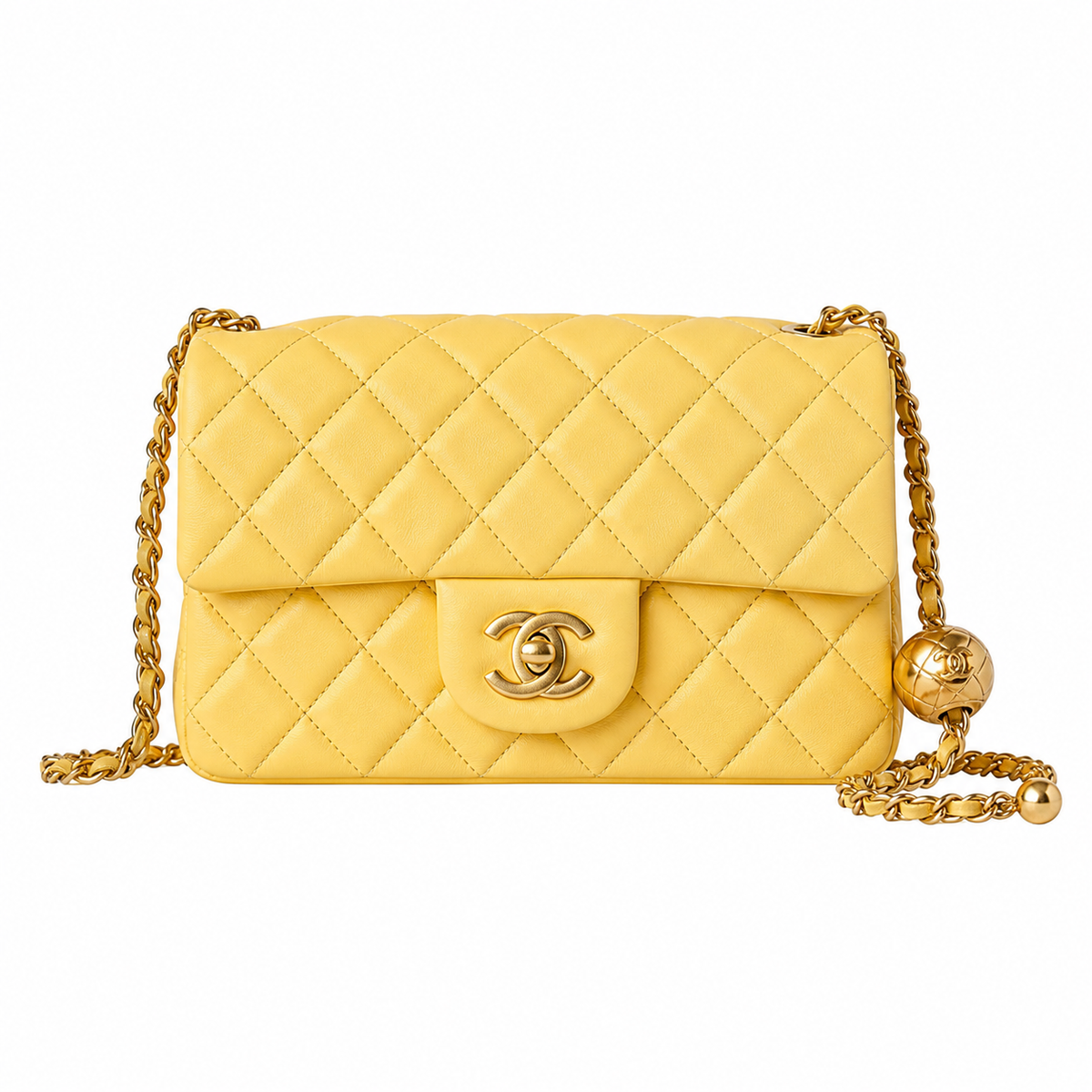 Chanel Classic Flap Bag | CC Turn-Lock Gold Chain Lambskin Satin Interior — 20cm