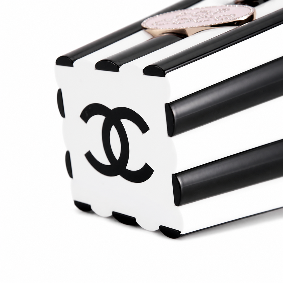 Chanel CC Pop Coco Pearl Popcorn Minaudiere | Black & White Stripe