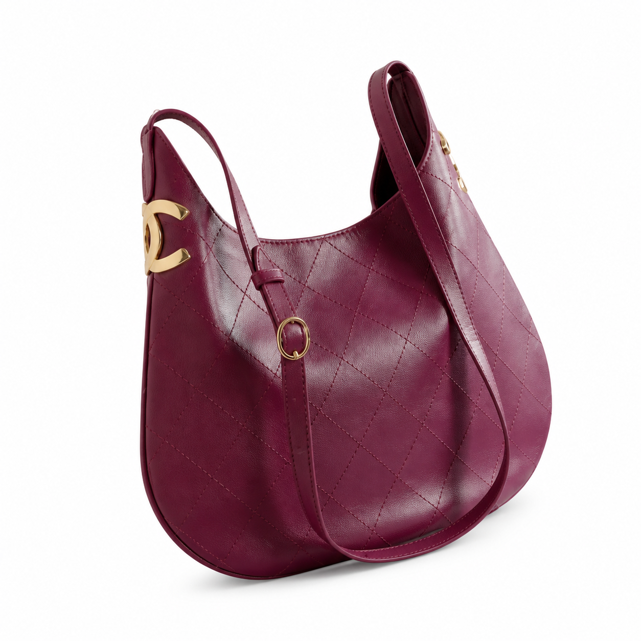 Chanel 31 Large Shopping Bag Burgundy Plum Lambskin | Gold CC Bar & Crossbody Strap — 32cm