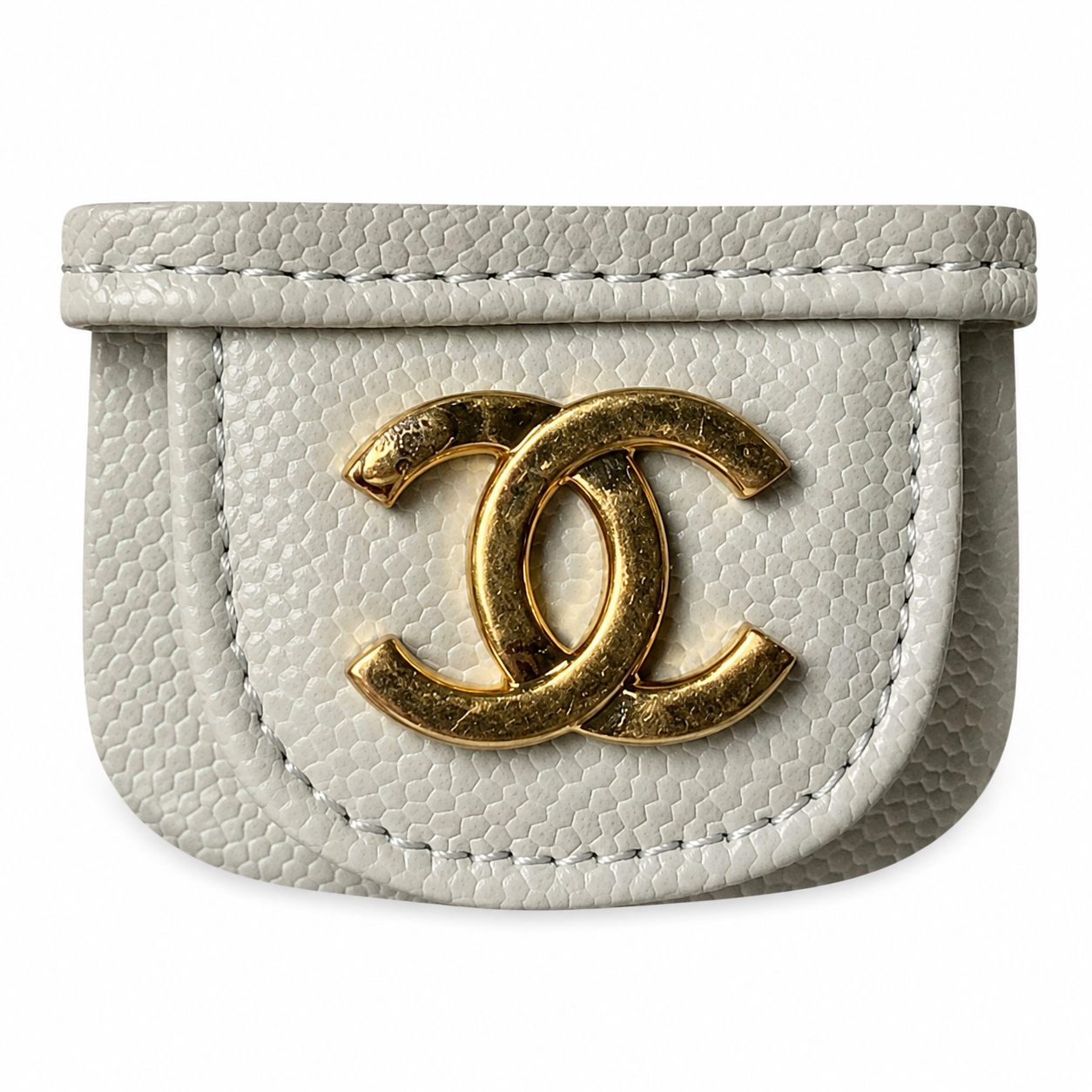 Chanel Pearl Grey Caviar Mini Flap Bag | Oversized CC Turn-Lock & Leather Strap