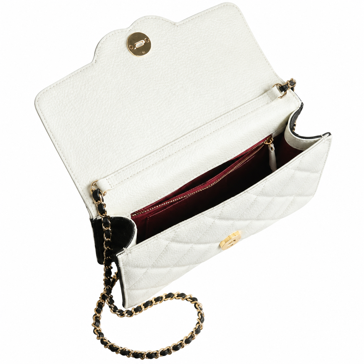 Chanel CC Quilted Box Bag | White & Black Top Handle — 24cm