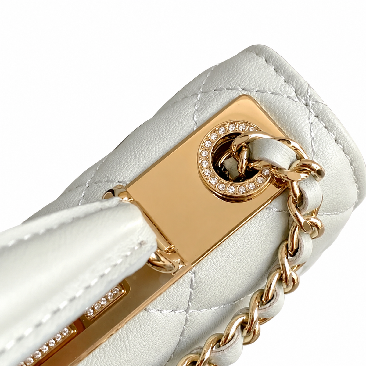 Chanel Ice Blue Quilted Lambskin Flap Bag with Pearl CC Turn-Lock