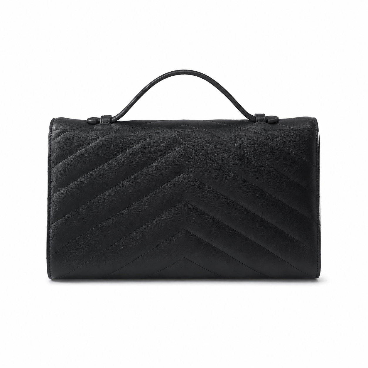 Chanel Black Chevron-Quilted Lambskin Envelope Bag | Gold CC & Deep Red Interior