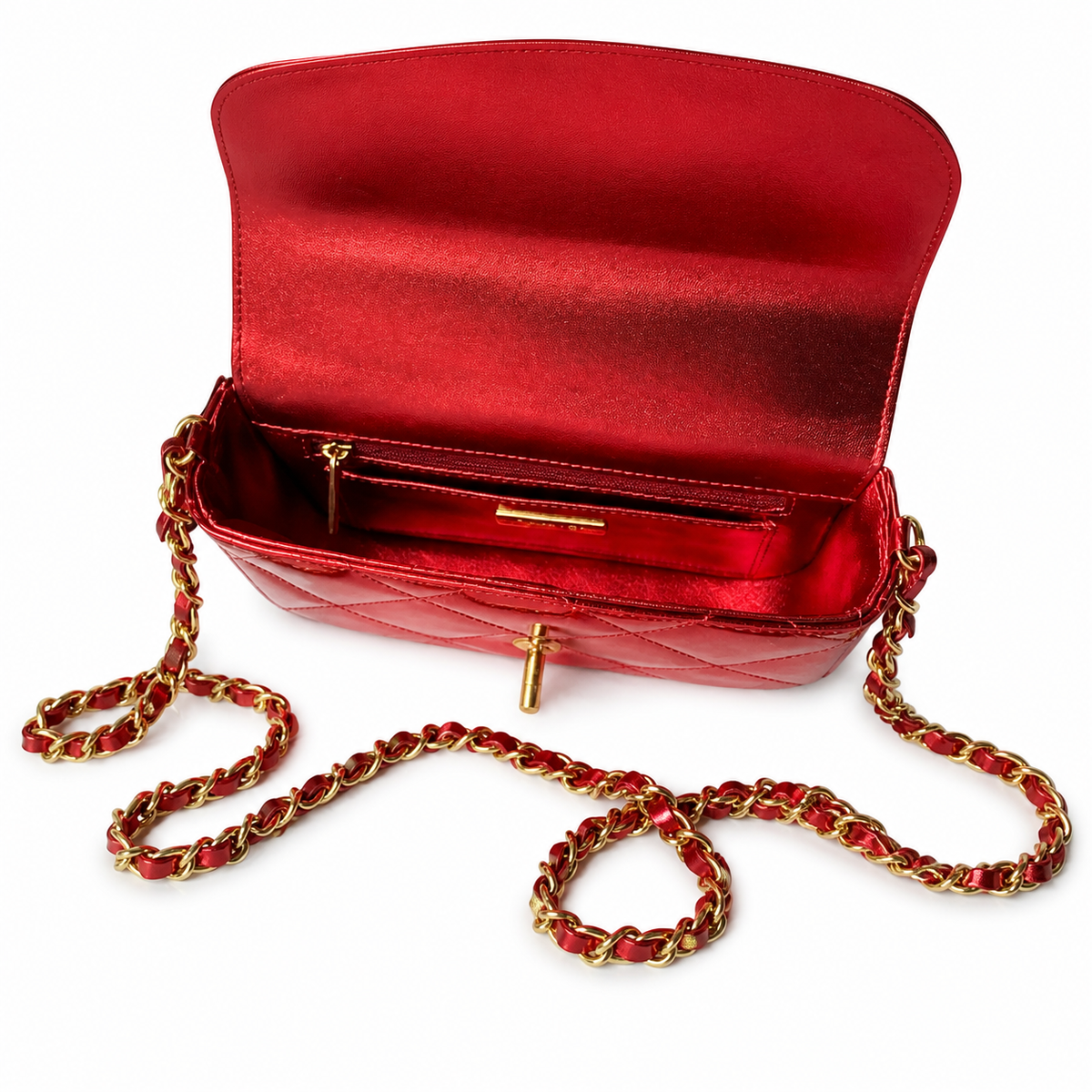 Chanel Classic Quilted Wallet on Chain WOC | CC Turn-Lock Chain Strap — 18cm