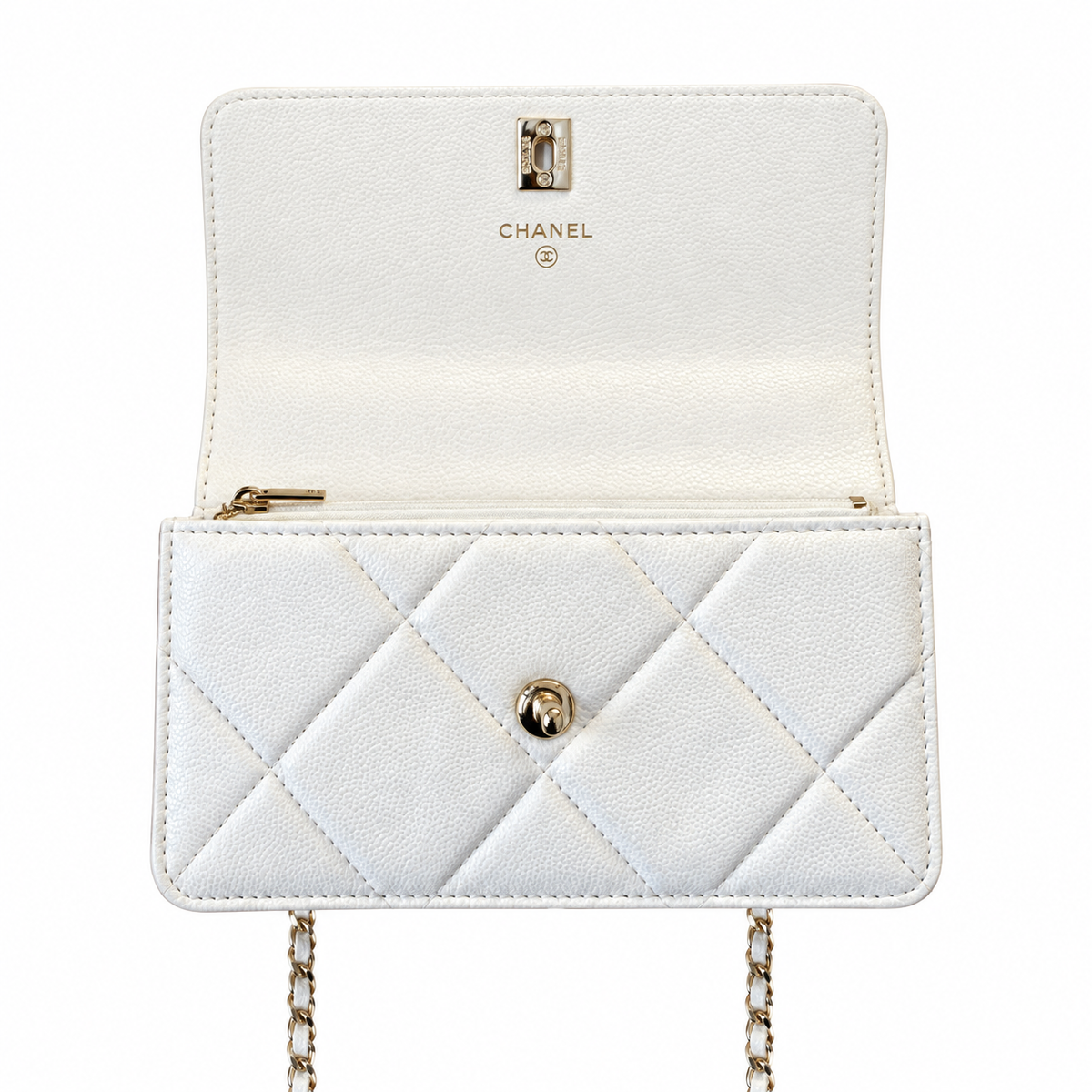 Chanel Trendy CC Quilted Iridescent Calfskin Top Handle WOC Ivory 19cm