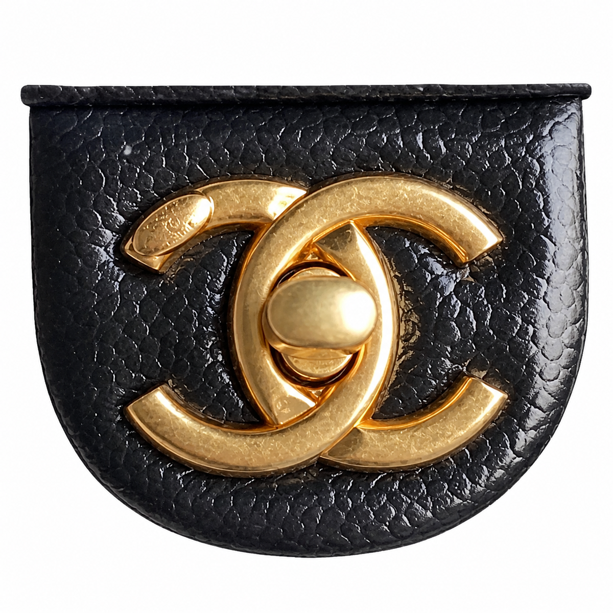 Chanel Mini Flap Bag Black Caviar Leather | Double CC Charm & Aged Gold CC — 17.5cm