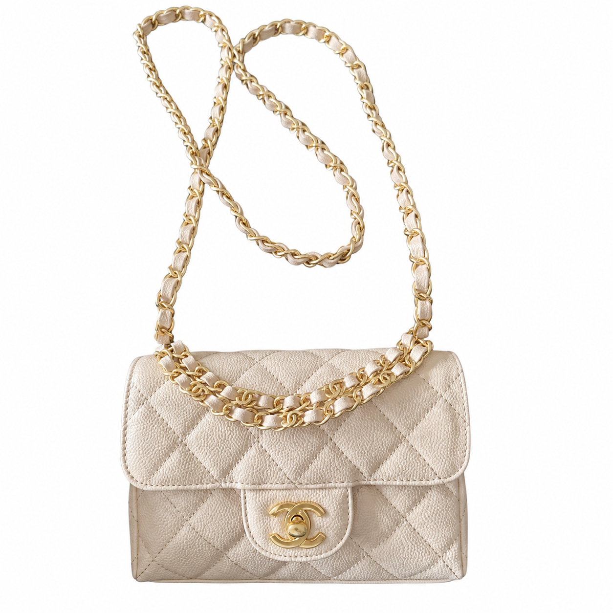 Chanel Classic Quilted Mini Flap Bag | CC Turn-Lock Chain Strap — 19cm