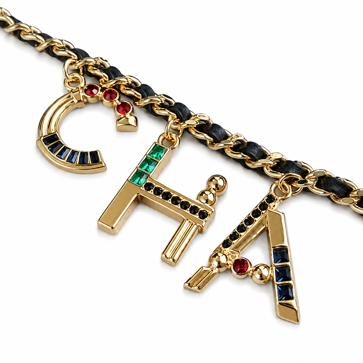 Chanel Black High-Gloss Croc-Embossed Flap Bag | Black Crystal CC Turn-Lock & Letter Charm Chain