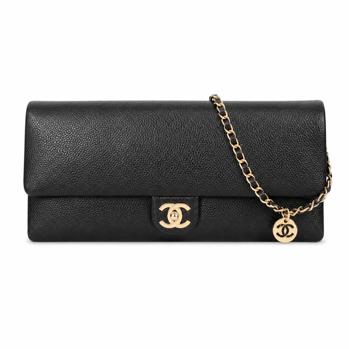 Chanel Bicolor Pouch Clutch Burgundy & Black Caviar | Diagonal Zip Pocket — 33cm
