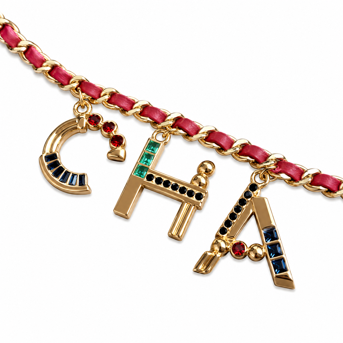 Chanel Ruby Red Croc-Embossed Flap Bag | Gold Bar Push-Lock & Multi-Stone Jewelled Tassel
