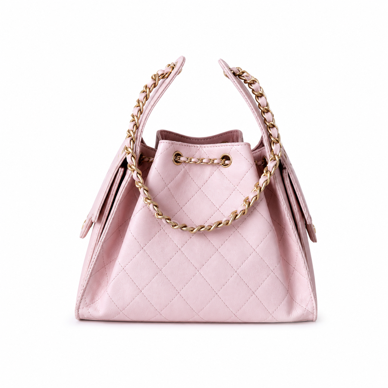 Chanel Classic Quilted Handbag | CC Turn-Lock Rigid Top Handle Chain Strap — 30x26cm