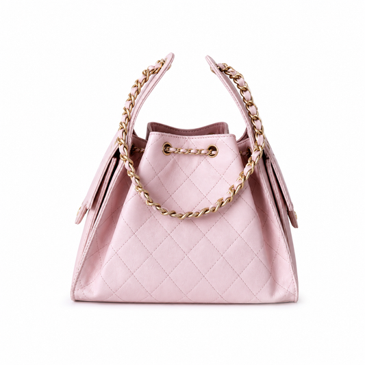 Chanel Classic Quilted Handbag | CC Turn-Lock Rigid Top Handle Chain Strap — 30x26cm