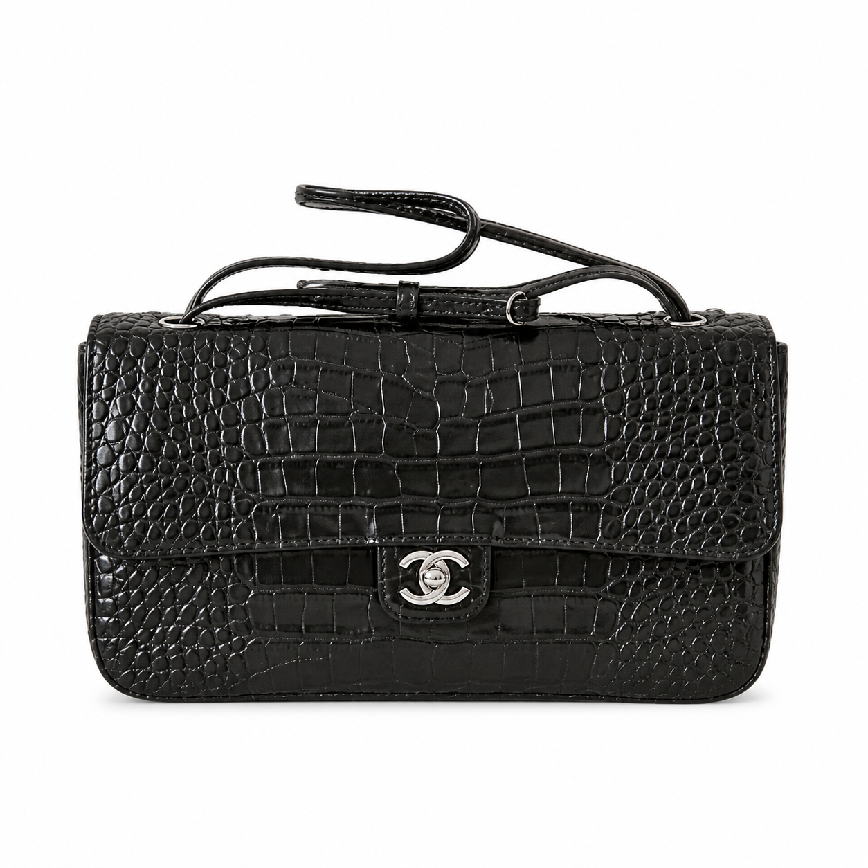 Chanel Business Affinity Bag Forest Green Crocodile-Embossed Leather | Ruthenium CC & Burgundy Interior — 32cm