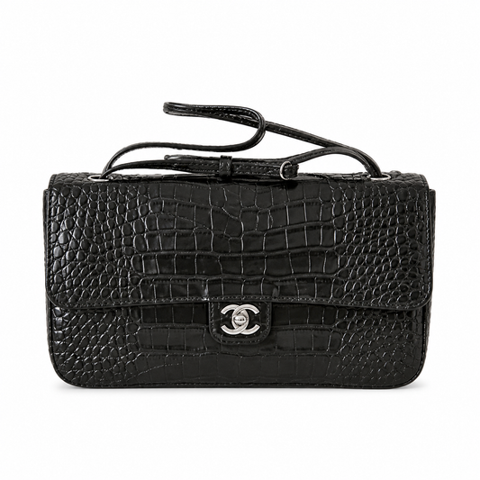 Chanel Business Affinity Bag Forest Green Crocodile-Embossed Leather | Ruthenium CC & Burgundy Interior — 32cm