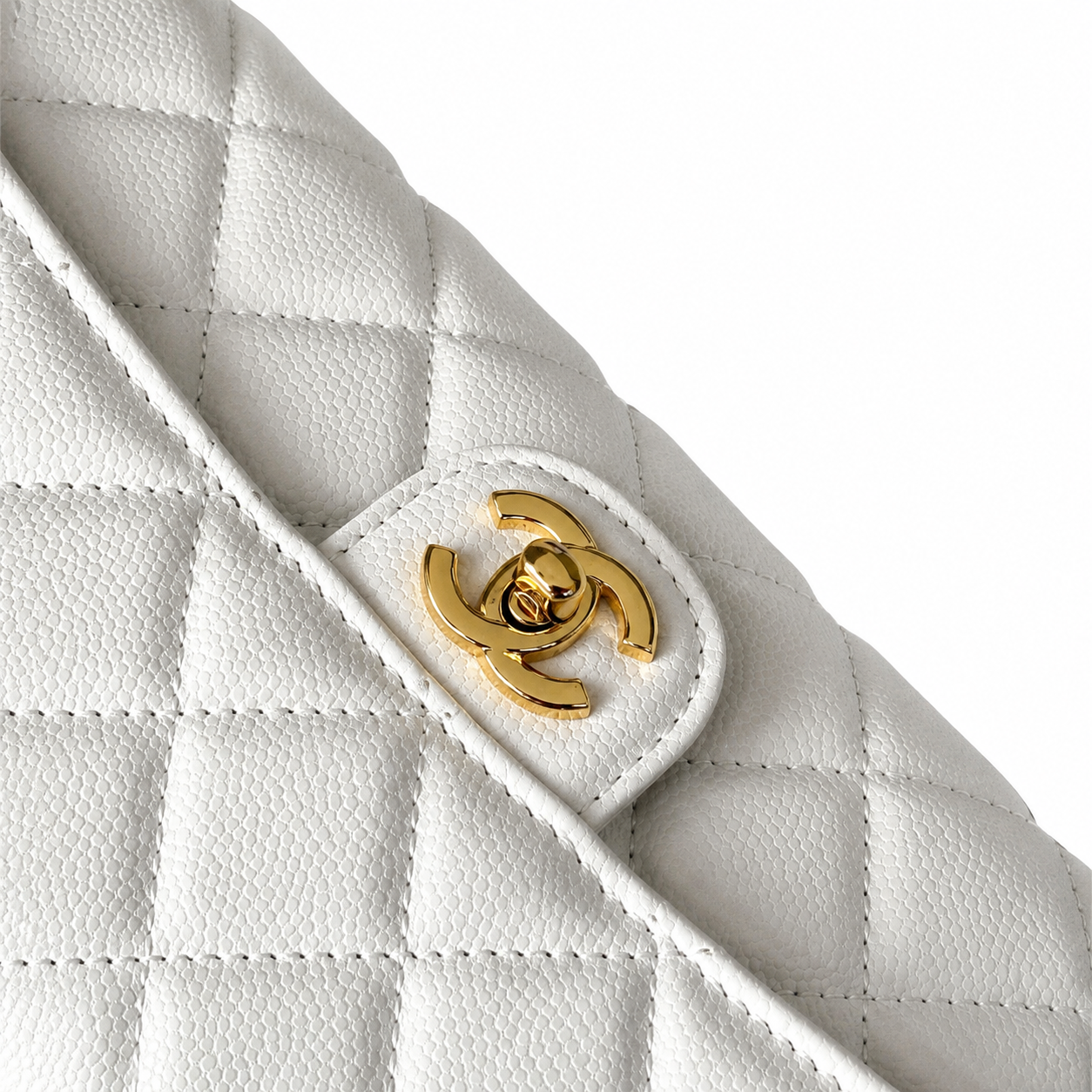 Chanel White Diamond-Quilted Lambskin Elongated Flap Bag | Top Handle & Tonal White Chain