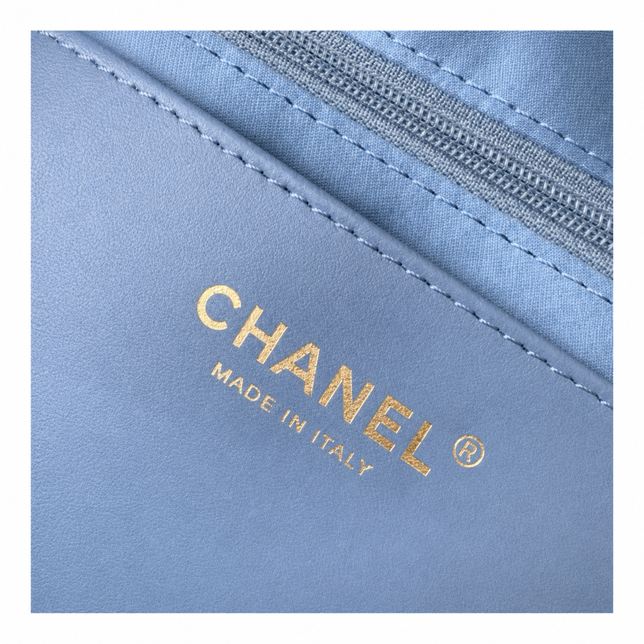 Chanel Denim Quilted Large Shopping Tote | Gold Chain Blue — 29x38cm