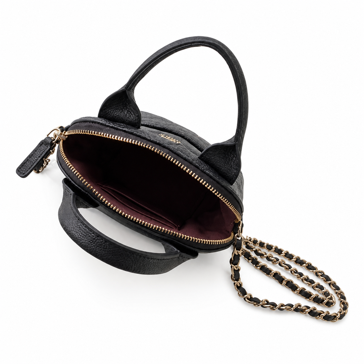 Chanel Black Caviar Quilted Mini Bucket Bag | Gold CC Logo, Silver Chain & Round Caviar Top Handle