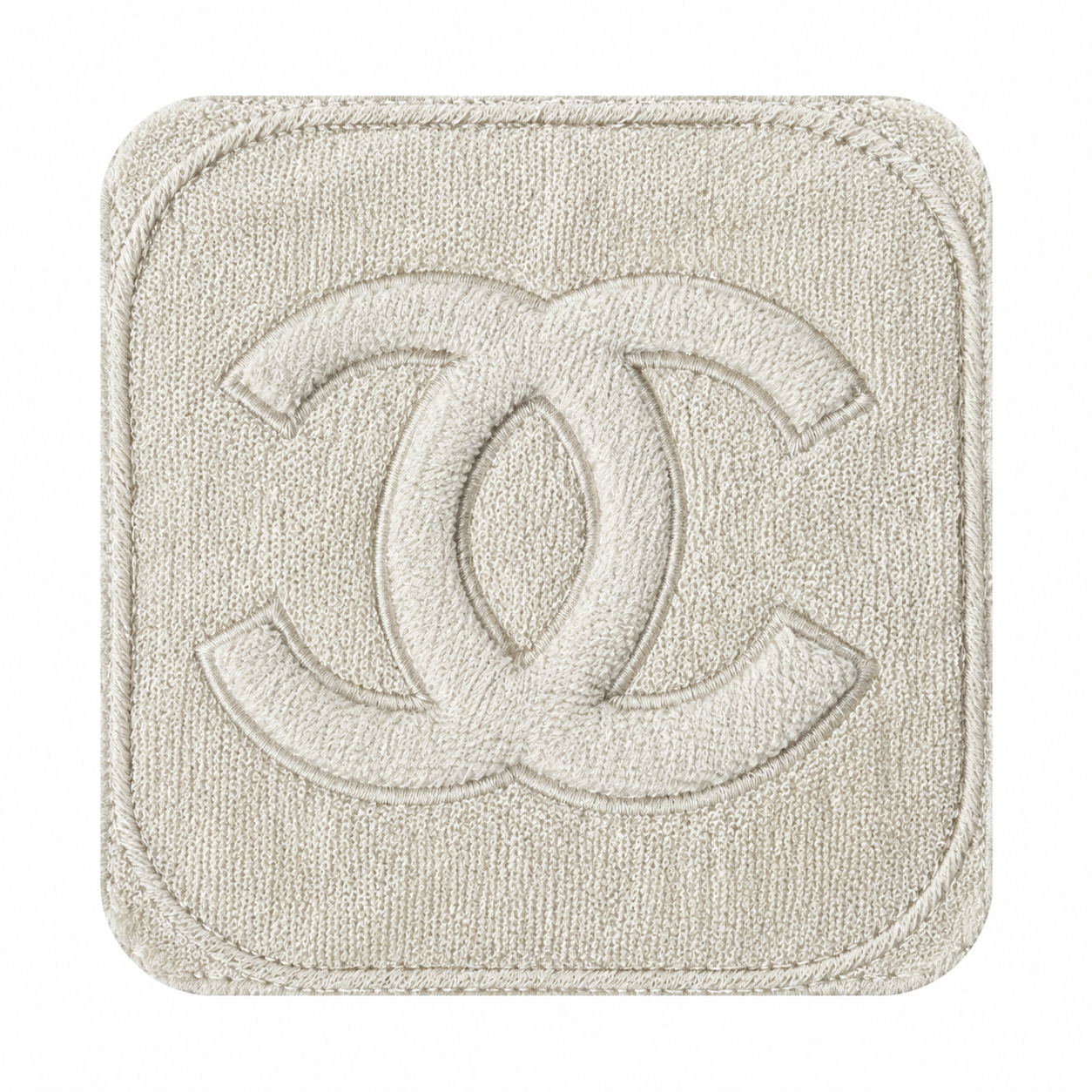 Chanel Ivory White Terry Cloth Hobo Bag & Zip Pouch Set | Tonal CC & Appliqué CC