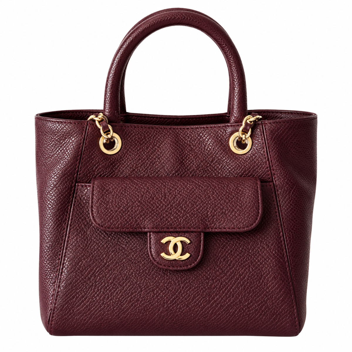 Chanel Neo Executive Caviar Tote Bag Burgundy Gold 25cm