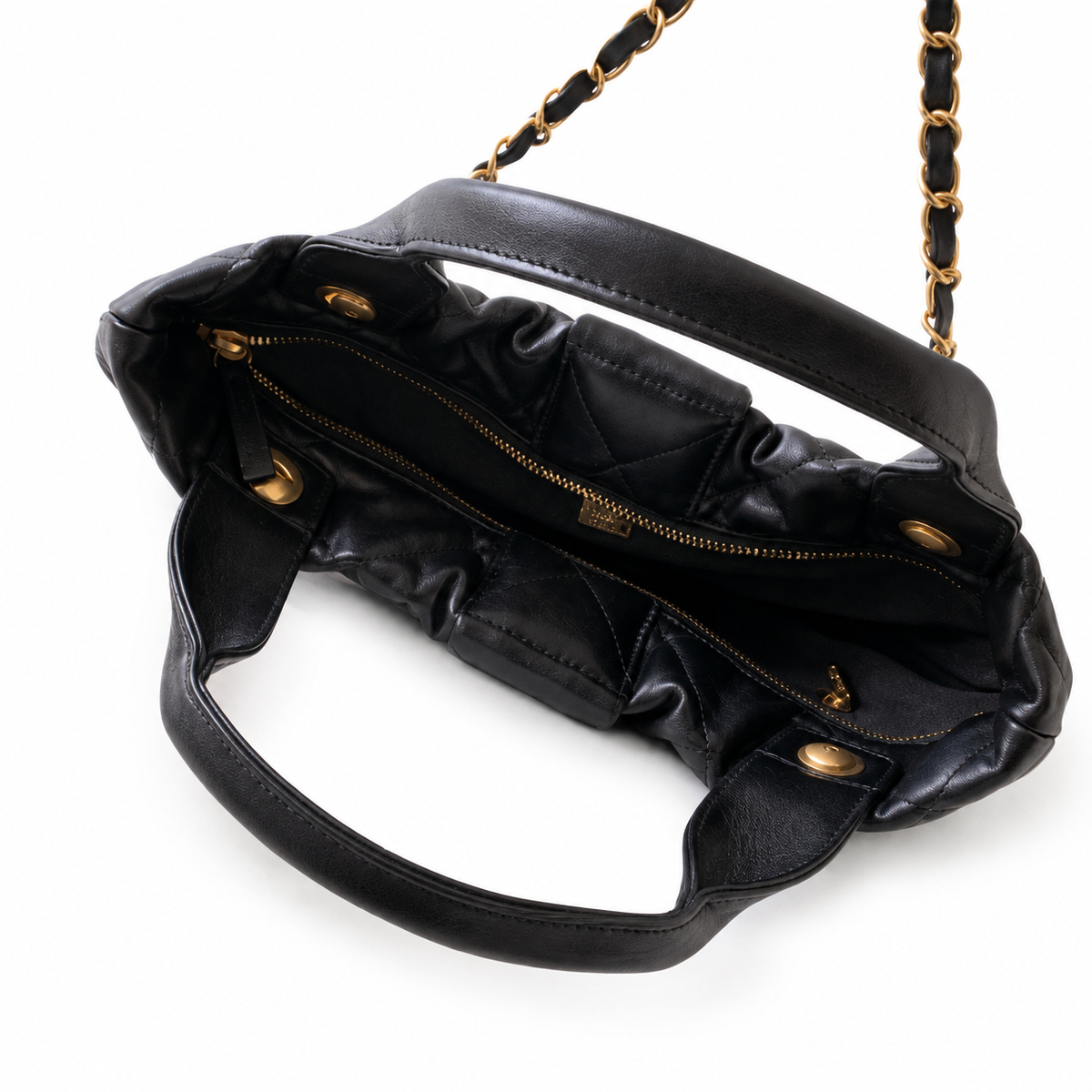 Chanel 31 Rue Cambon Quilted Shopping Bag | Gold Medal Chain Black — 29x38cm