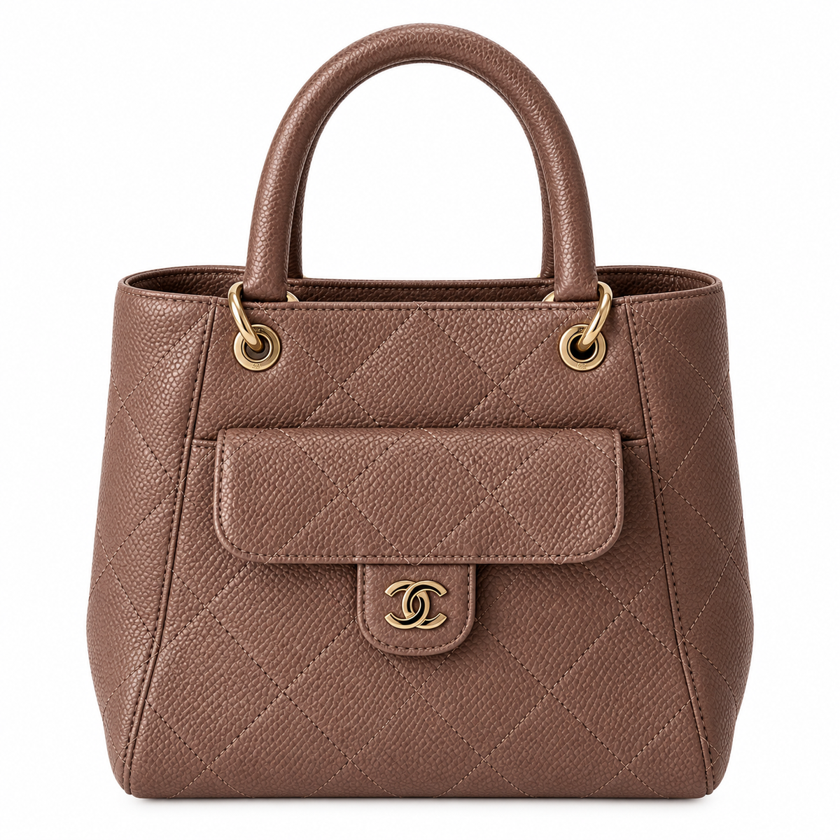 Chanel Neo Executive Caviar Tote Bag Taupe Gold 25cm