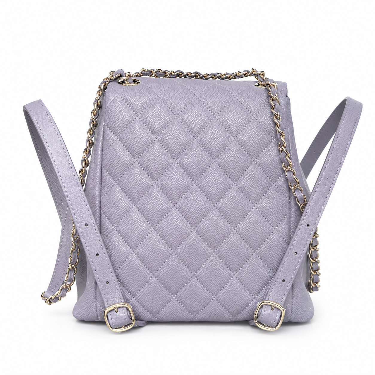 Chanel Duma Iridescent Caviar Backpack | CC Turn-Lock Gold Chain Lilac — 20.5x20cm
