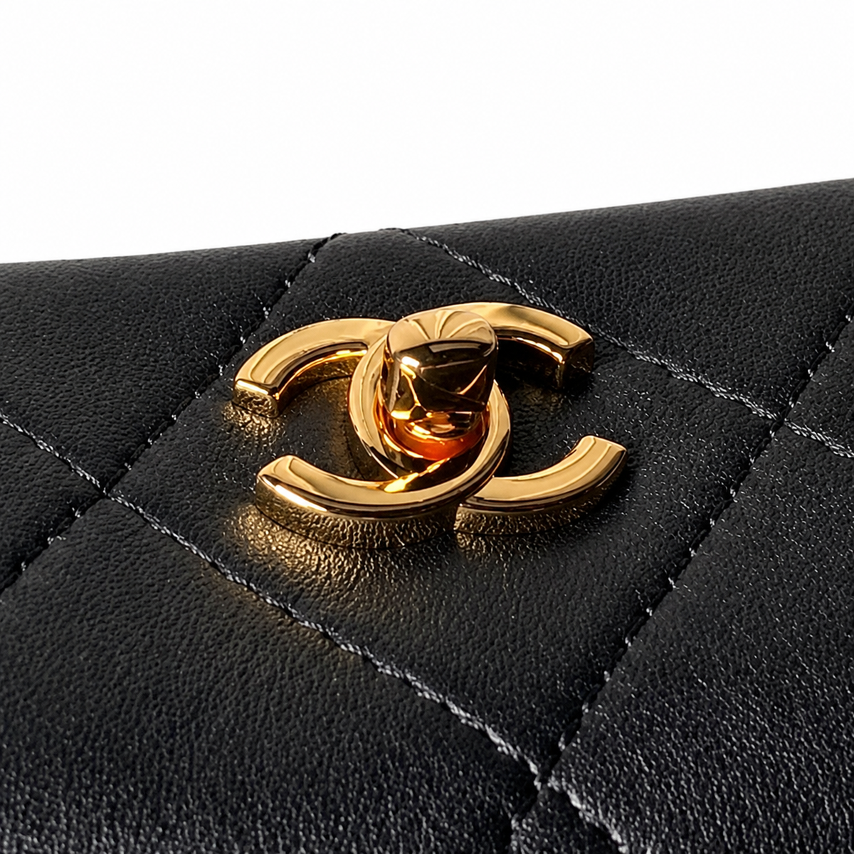 Chanel Black Quilted Lambskin Top Handle Crossbody | Camellia Turn-Lock — 23cm
