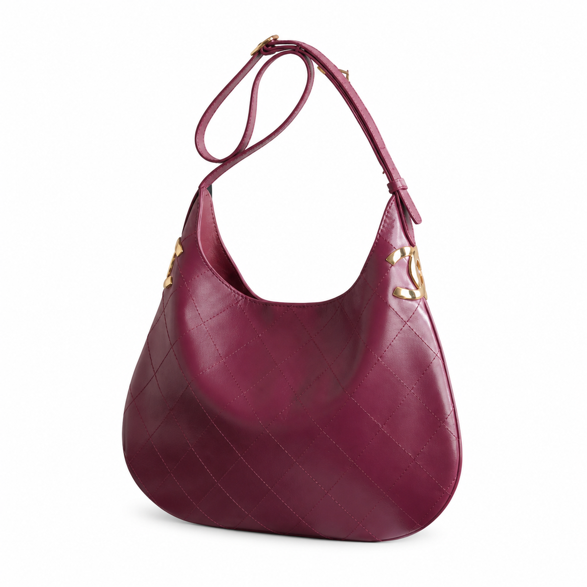 Chanel 31 Large Shopping Bag Burgundy Plum Lambskin | Gold CC Bar & Crossbody Strap — 32cm