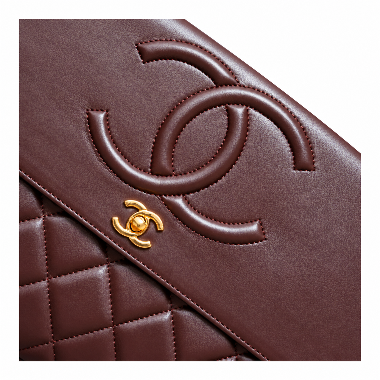 Chanel Large Embossed CC Flap Bag Lambskin Burgundy Gold 33cm