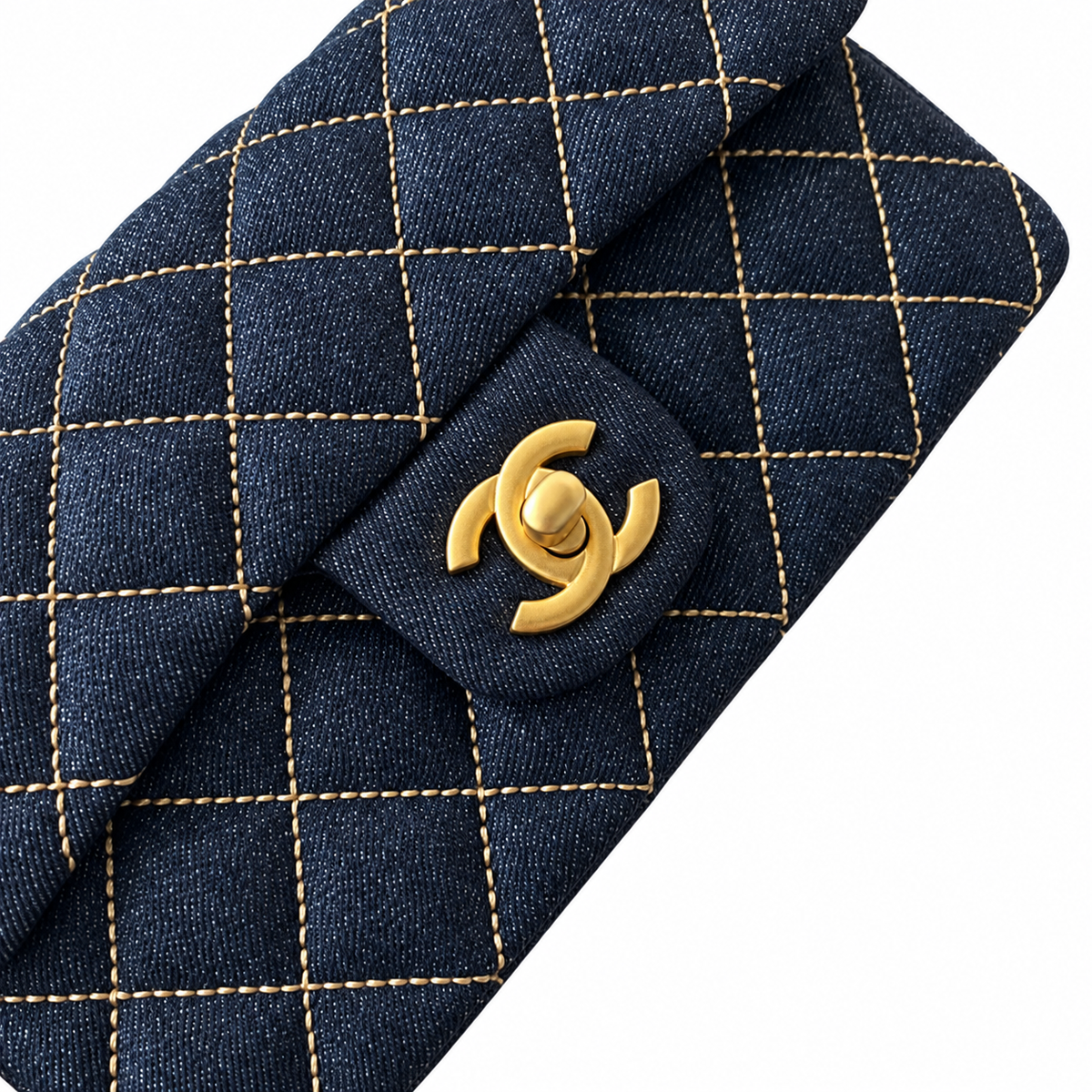 Chanel Classic Small Flap Bag Navy Denim 20cm