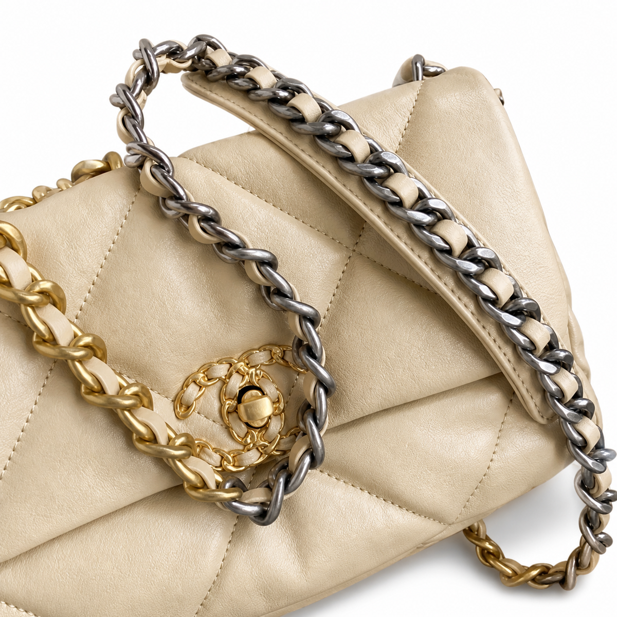 Chanel Classic Quilted Flap Bag | CC Turn-Lock Gold Hardware Leather Chain — 26cm