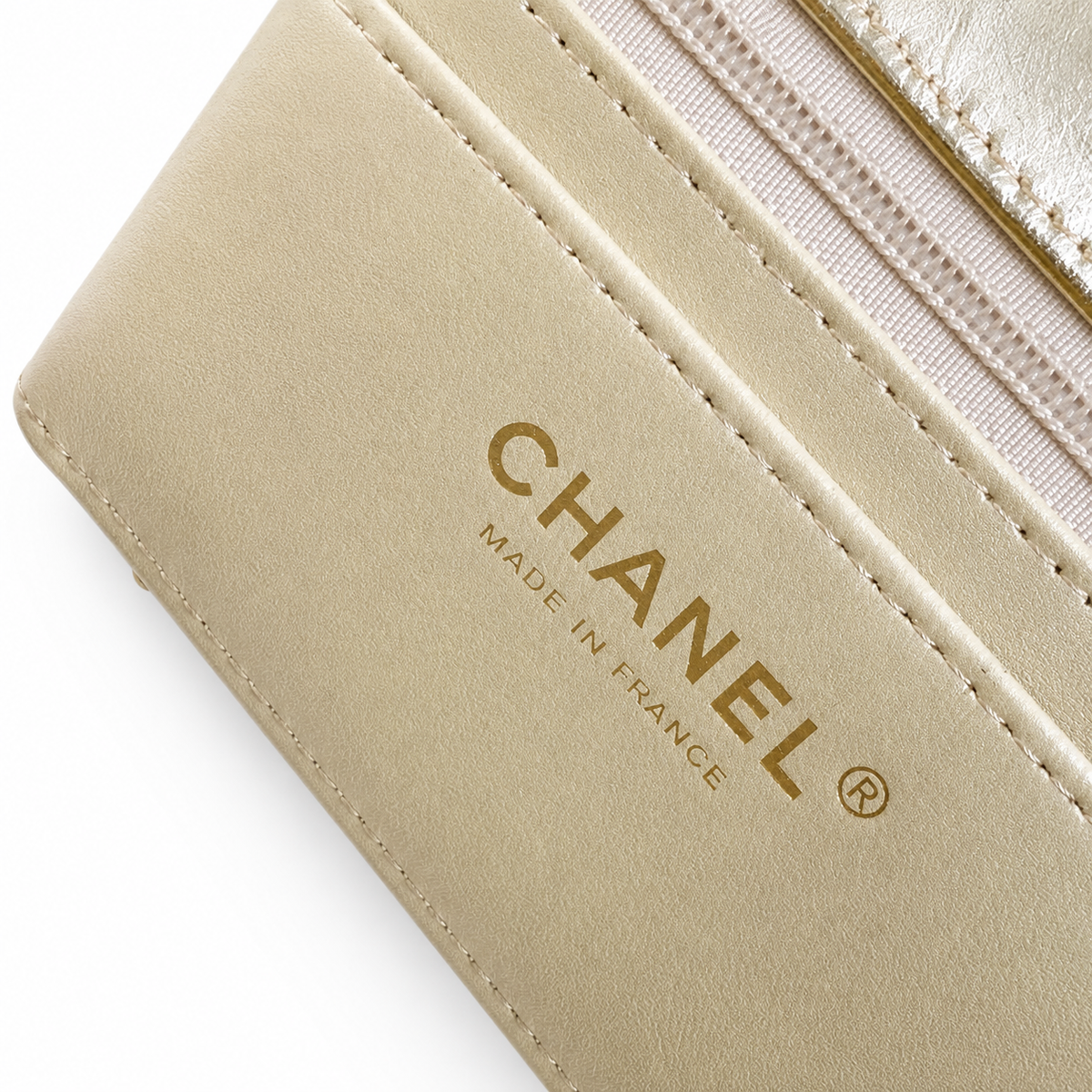 Chanel Champagne Gold Crinkled Metallic Small Flap Bag