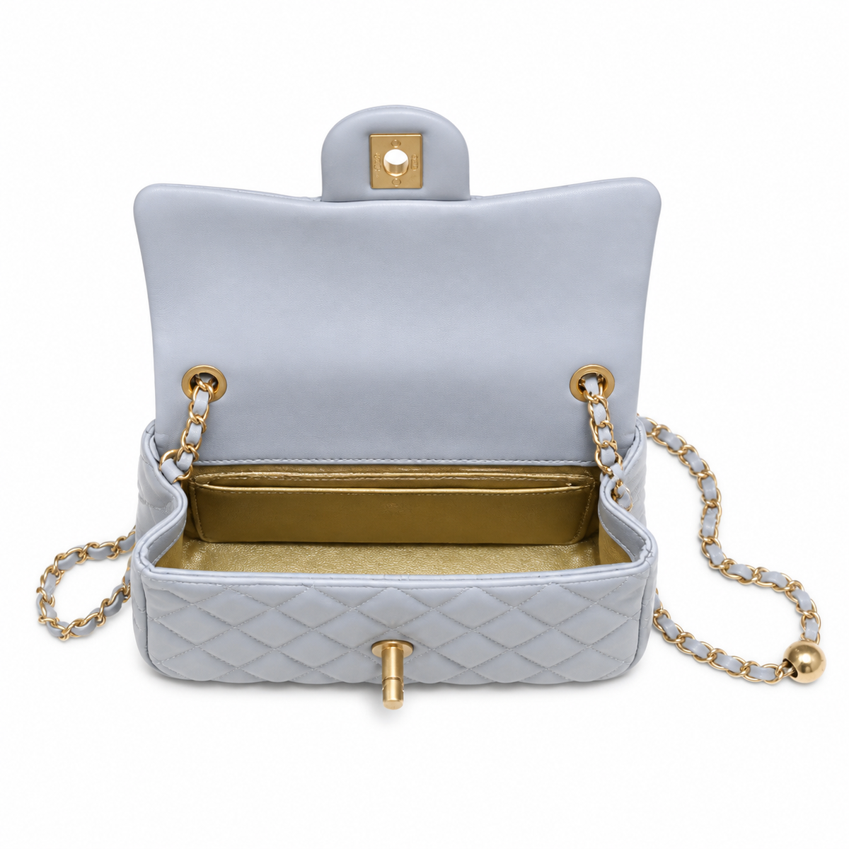 Chanel Classic Flap Bag | CC Turn-Lock Leather Chain Satin Interior — 20x13cm